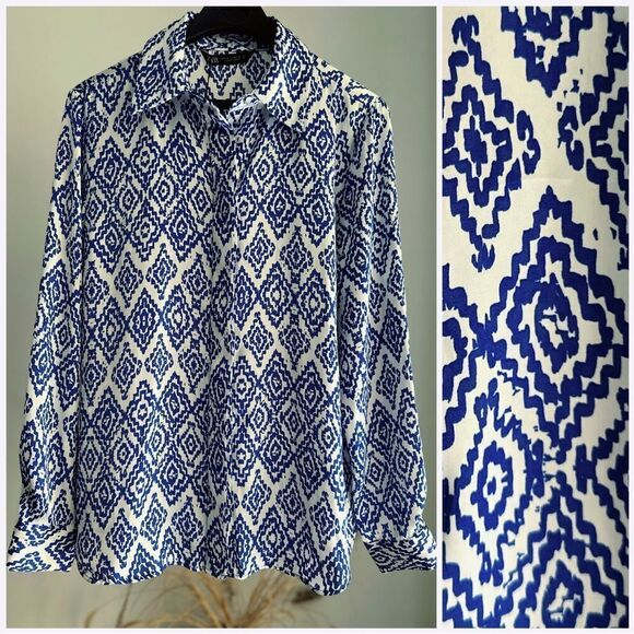 ZARA PRINTED SATIN SHIRT NEW - Picture 9 of 10